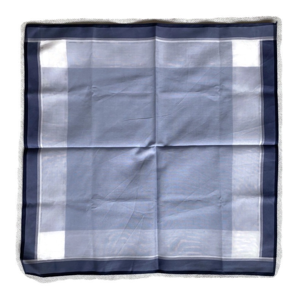 Vintage Women's Blue & White Printed Small Head / Neck Scarf or Pocket Square